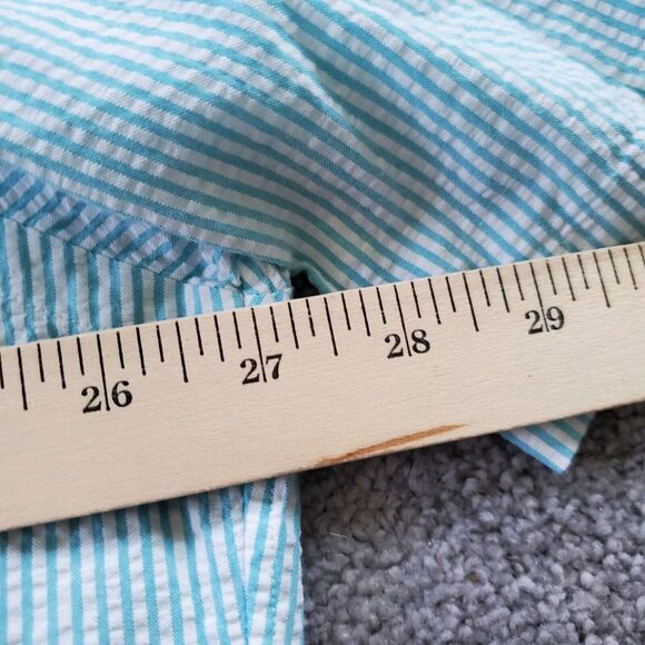 Ralph Lauren Shirt Mens Extra Large Blue Button Up short Sleeve Seersucker - Picture 7 of 9
